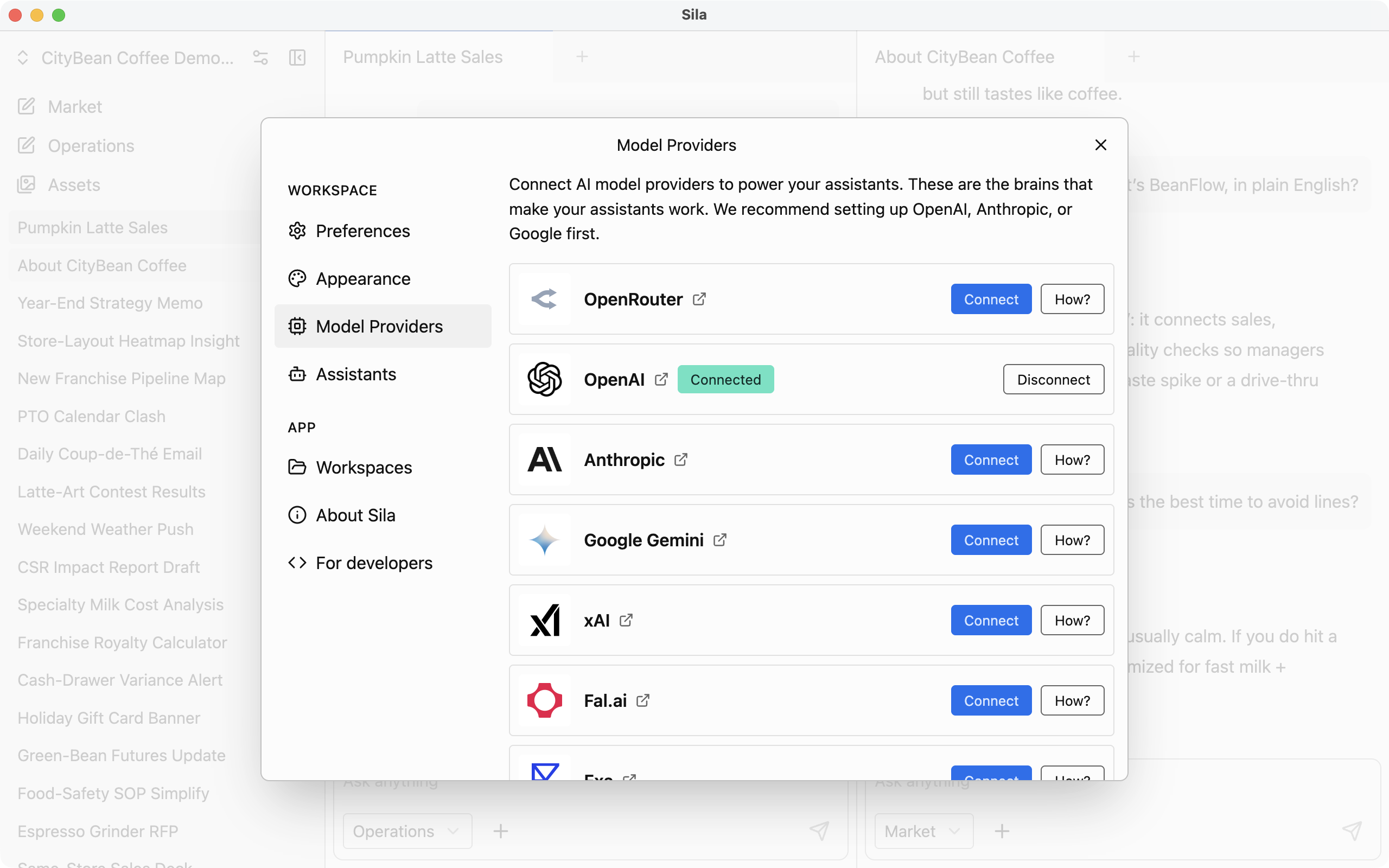 AI providers in Sila